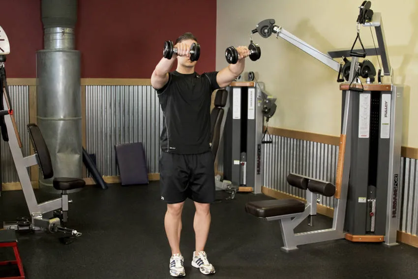 Alternating delt raise: start and finish positions