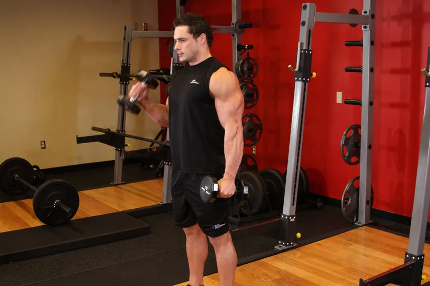 Alternating hammer curl: start and finish positions