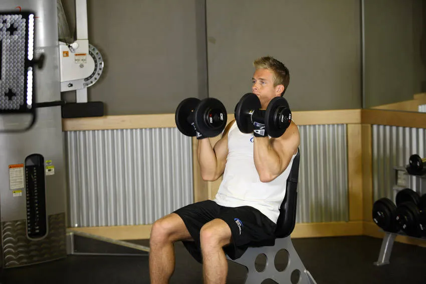 Arnold press: start and finish positions