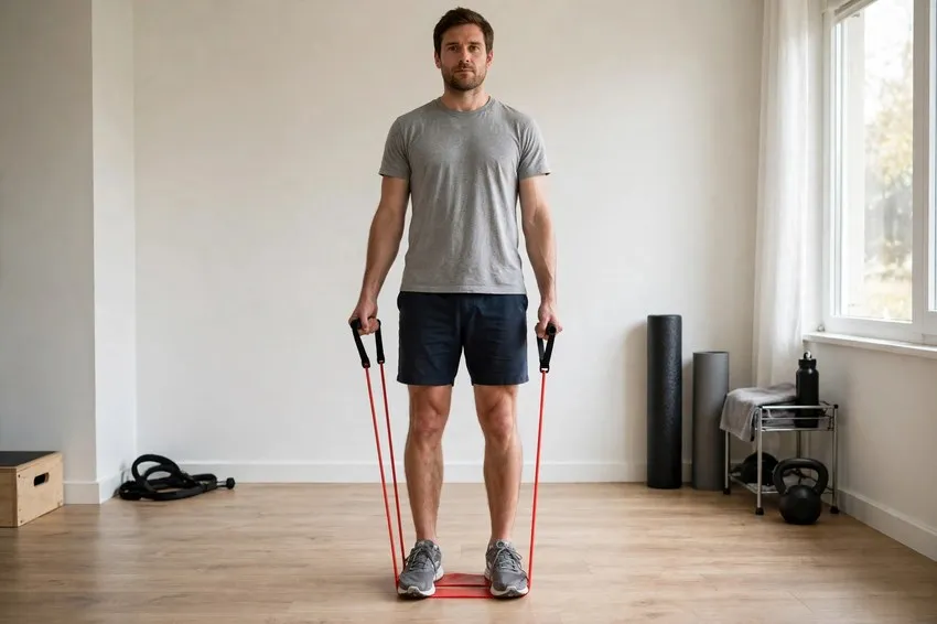 Band curl: start and finish positions