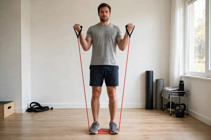 Band curl: start and finish positions