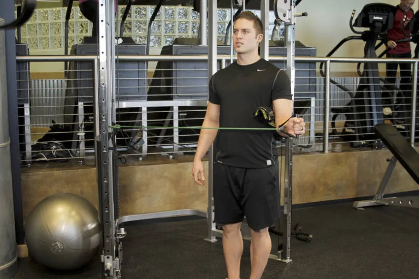 Band external rotation: start and finish positions