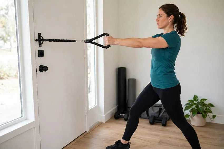 Band face pull: start and finish positions
