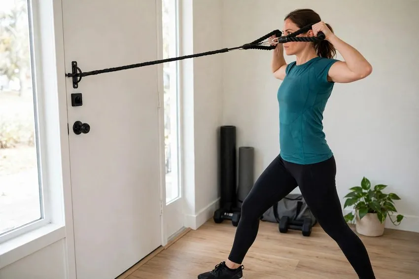 Band face pull: start and finish positions
