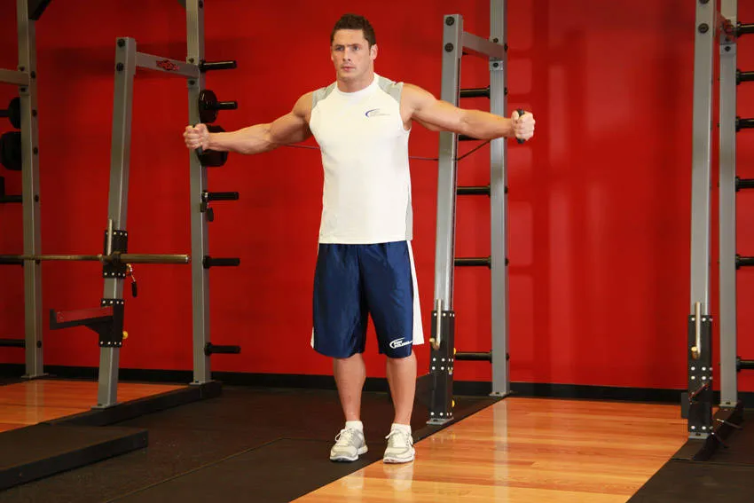Band chest fly: start and finish positions