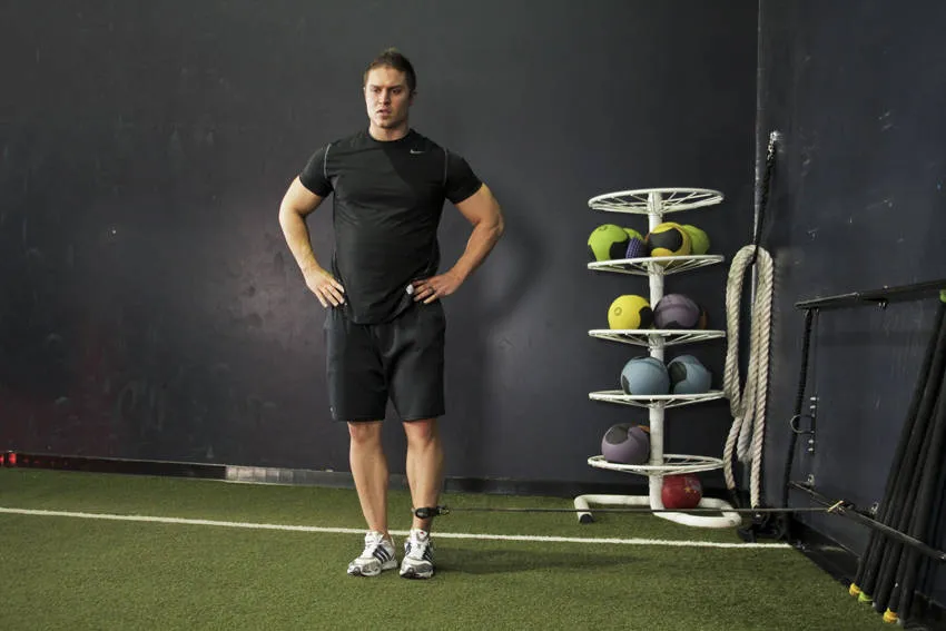 Band hip abduction: start and finish positions
