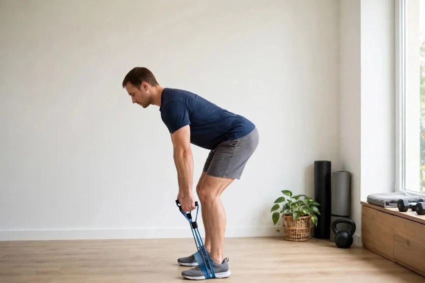 Band hip hinge: start and finish positions