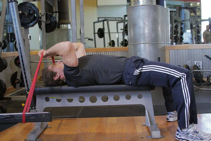 Band skull crusher: start and finish positions
