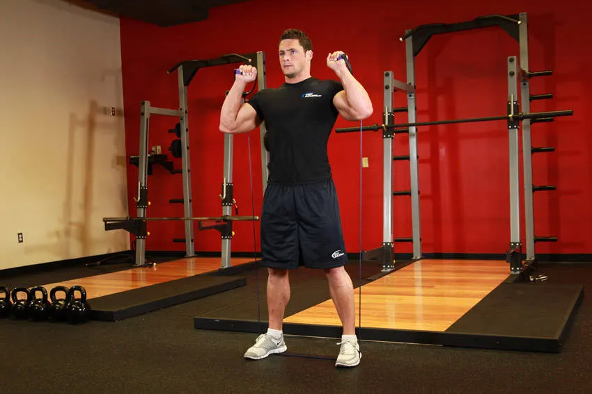 Band squat: start and finish positions