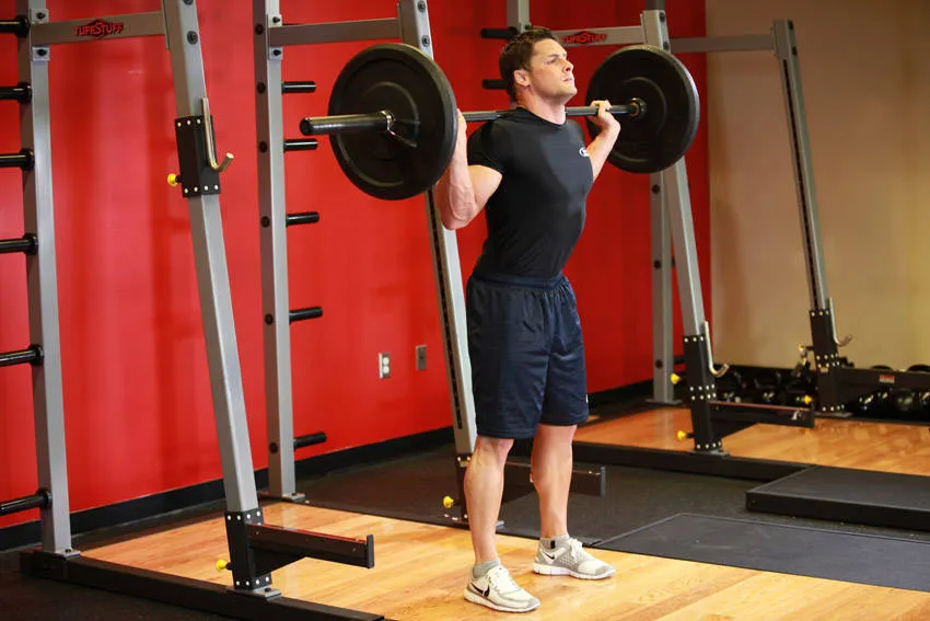 Barbell squat: start and finish positions