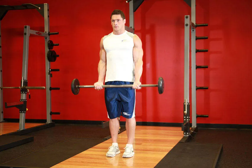 Barbell curl: start and finish positions