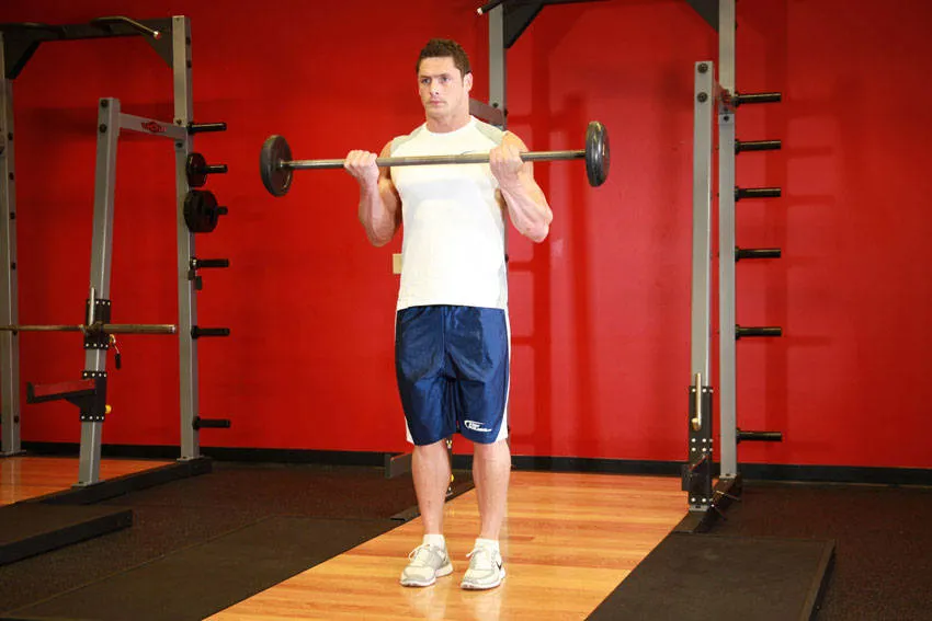 Barbell curl: start and finish positions