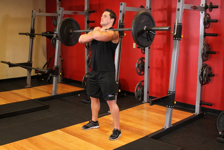 Barbell front squat: start and finish positions
