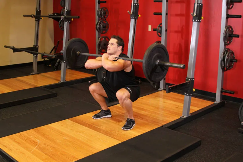 Barbell front squat: start and finish positions