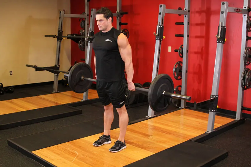Barbell hack squat: start and finish positions