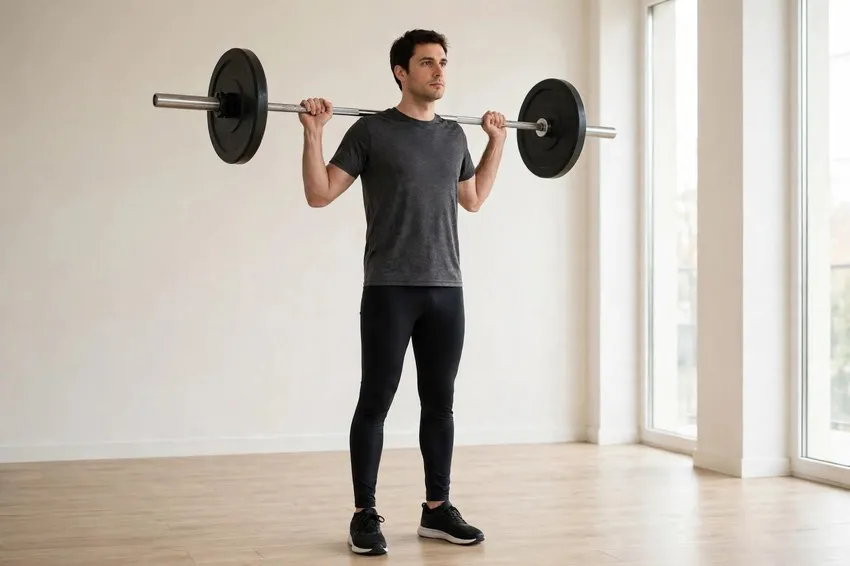 Barbell reverse lunge: start and finish positions