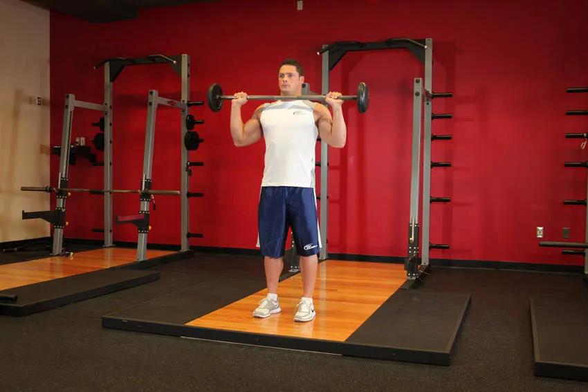 Barbell overhead press: start and finish positions