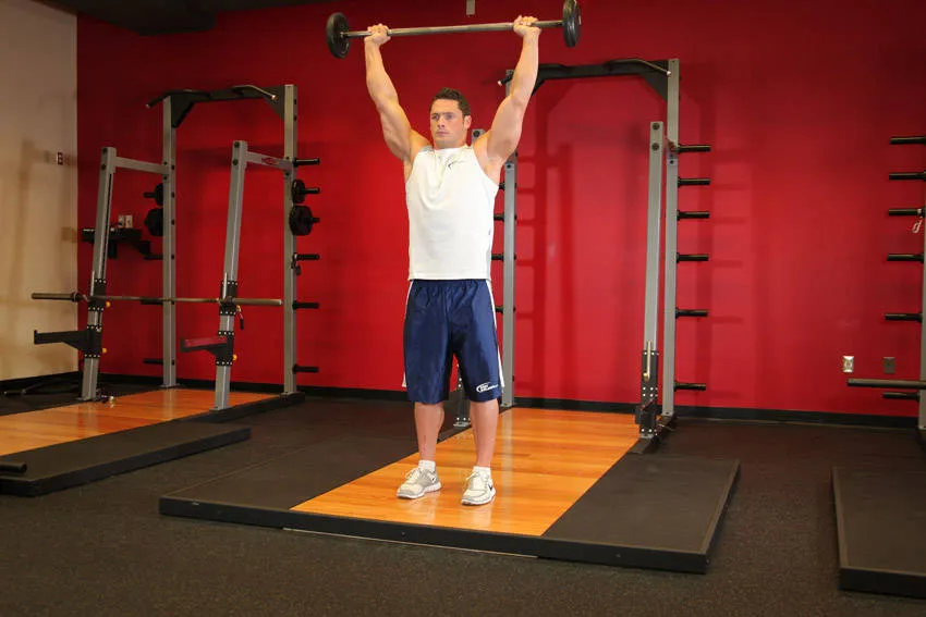 Barbell overhead press: start and finish positions