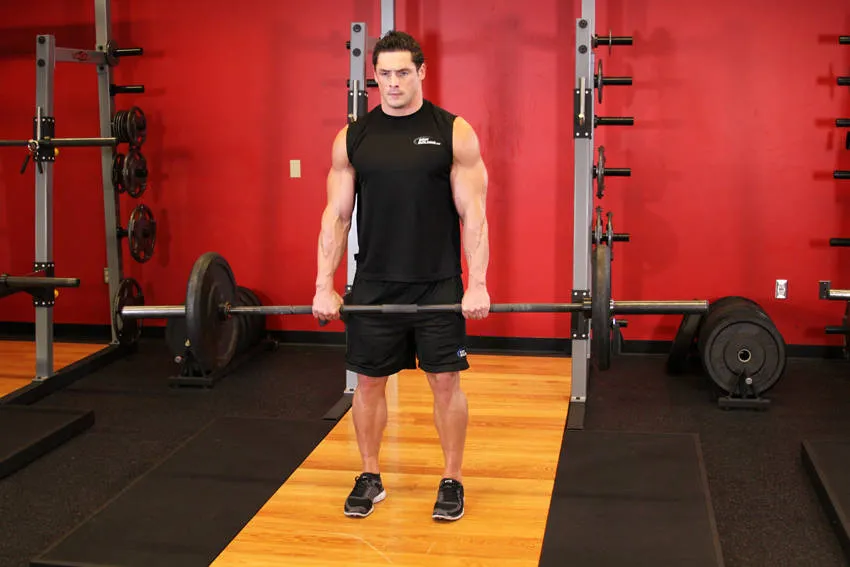 Barbell Romanian deadlift: start and finish positions