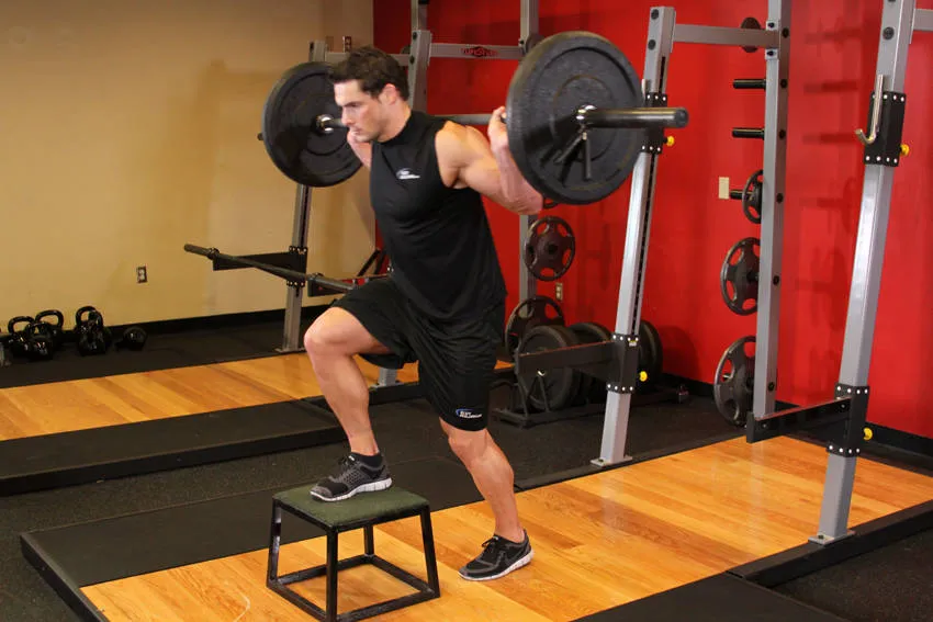 Barbell step-up: start and finish positions