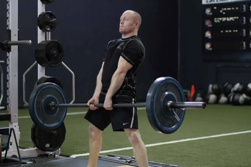 Barbell sumo deadlift: start and finish positions