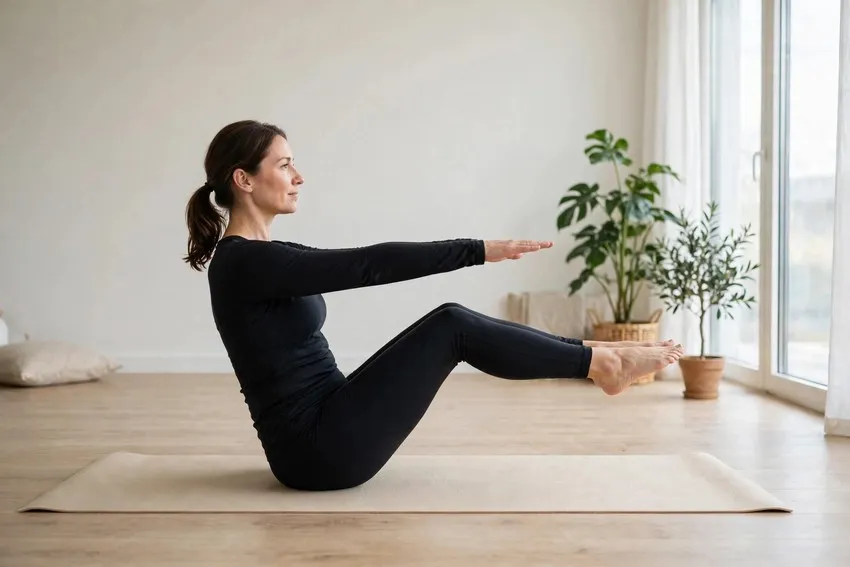 Boat pose: start and finish positions