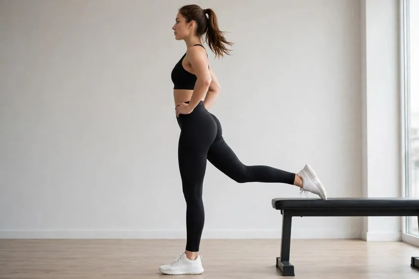 Bulgarian split squat: start and finish positions