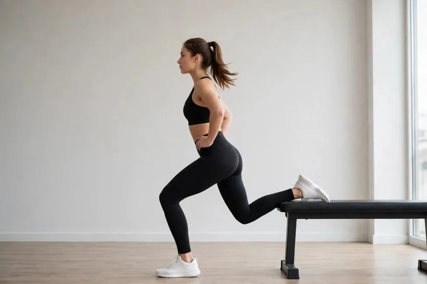 Bulgarian split squat: start and finish positions