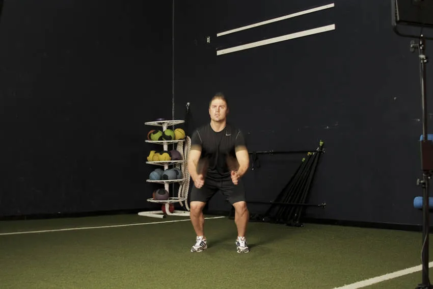 Butt kick jump: start and finish positions