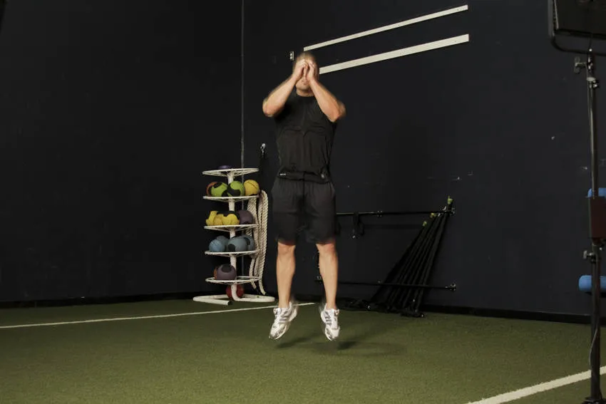 Butt kick jump: start and finish positions