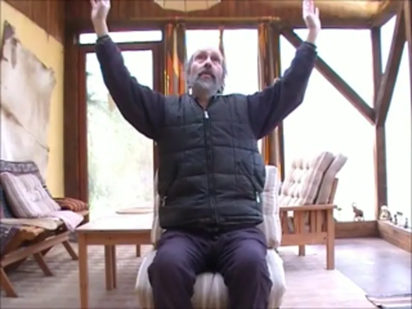 Seated chest opener: start and finish positions