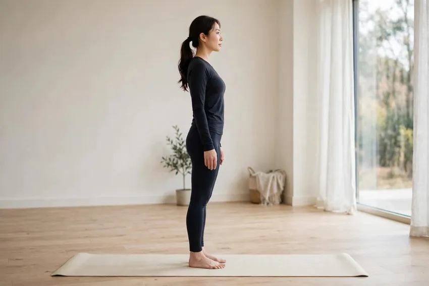 Chair pose: start and finish positions