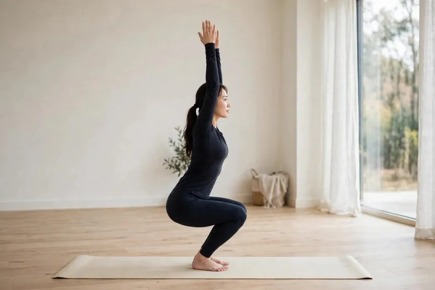Chair pose: start and finish positions