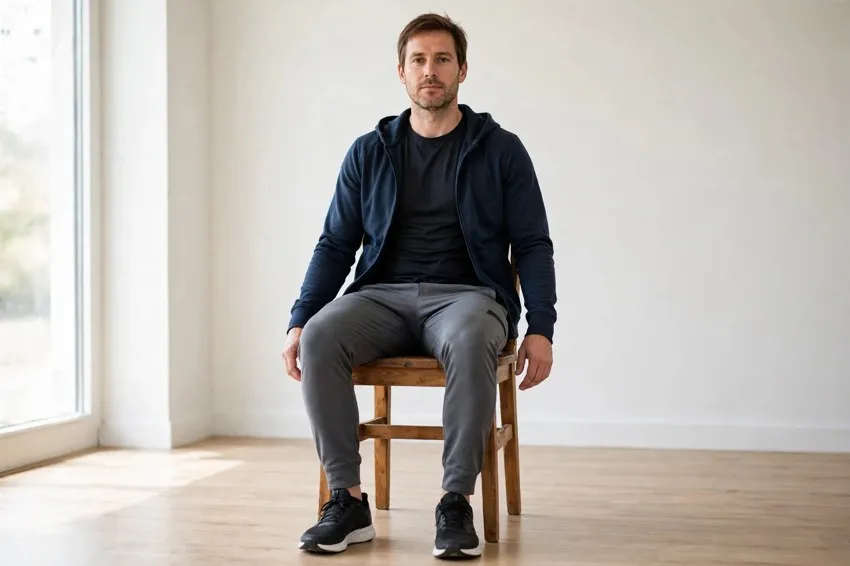 Seated side bend: start and finish positions