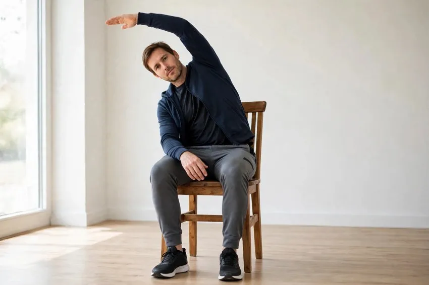 Seated side bend: start and finish positions
