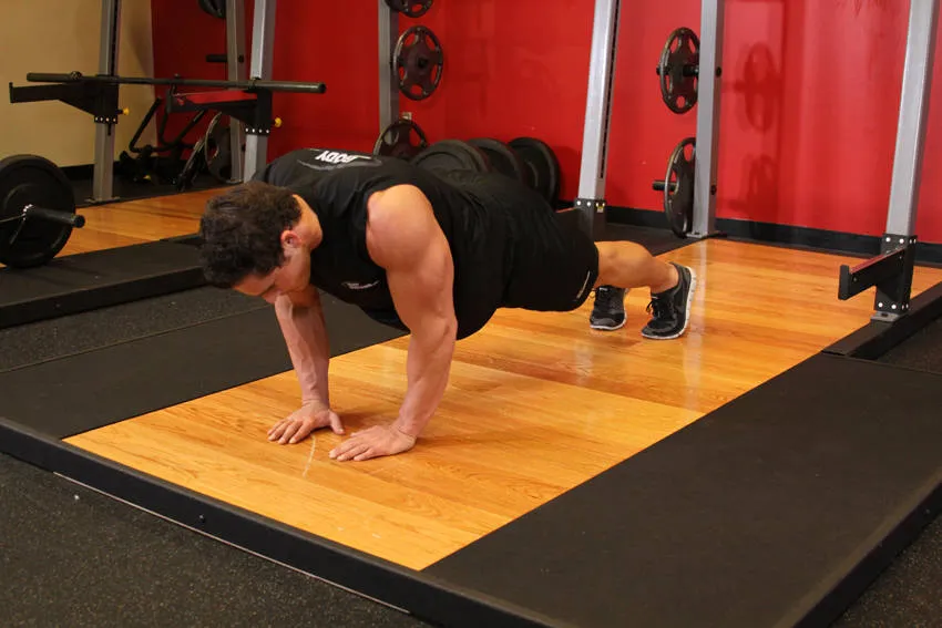 Close-grip push-up: start and finish positions