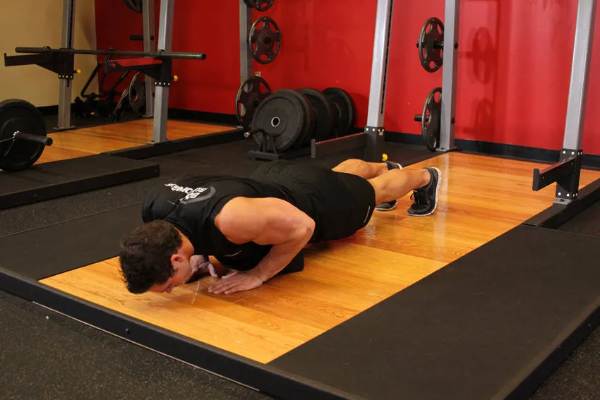 Close-grip push-up: start and finish positions