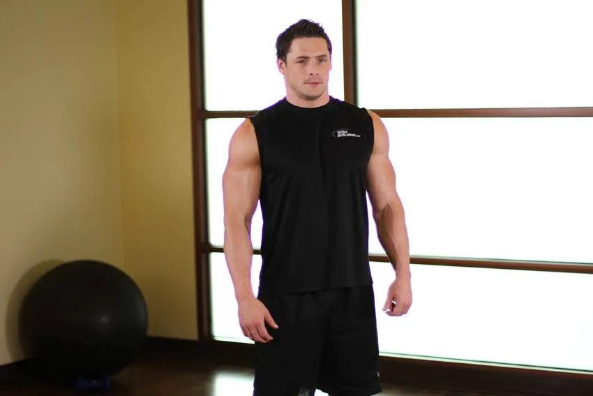 Cross-body shoulder stretch: start and finish positions