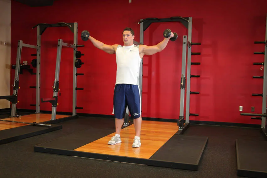 Dumbbell lateral raise: start and finish positions