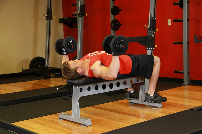 Dumbbell press: start and finish positions