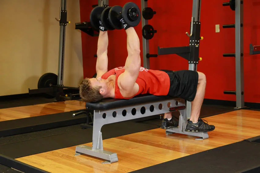 Dumbbell press: start and finish positions