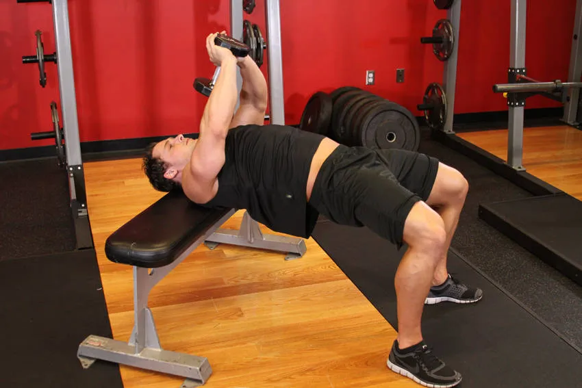 Dumbbell pullover: start and finish positions
