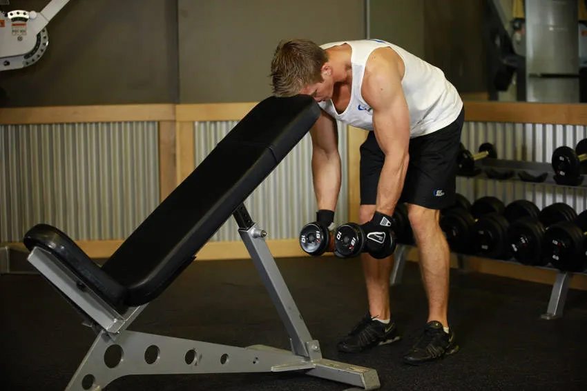 Dumbbell rear fly: start and finish positions