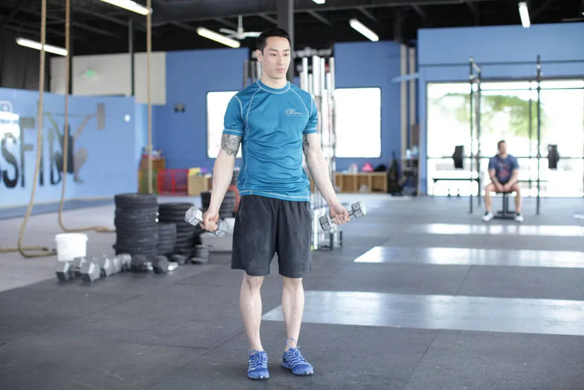 Dumbbell scaption: start and finish positions
