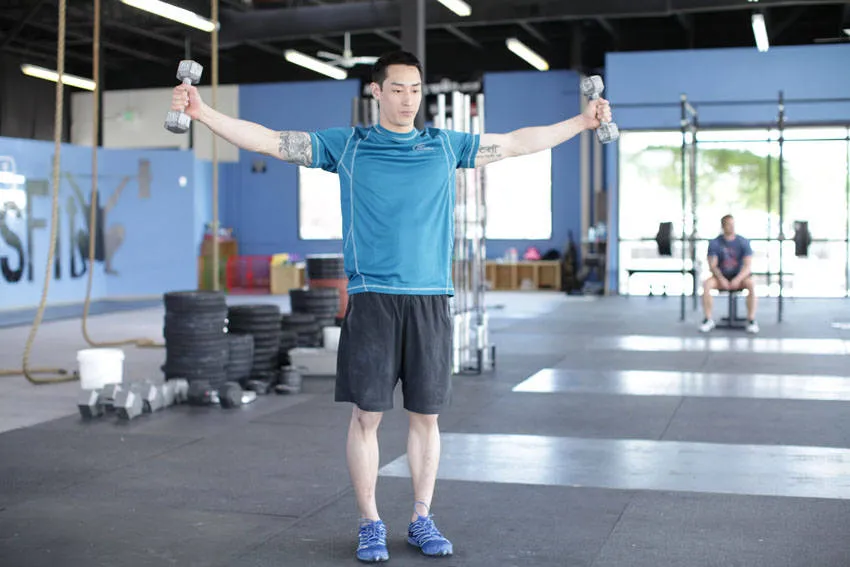 Dumbbell scaption: start and finish positions