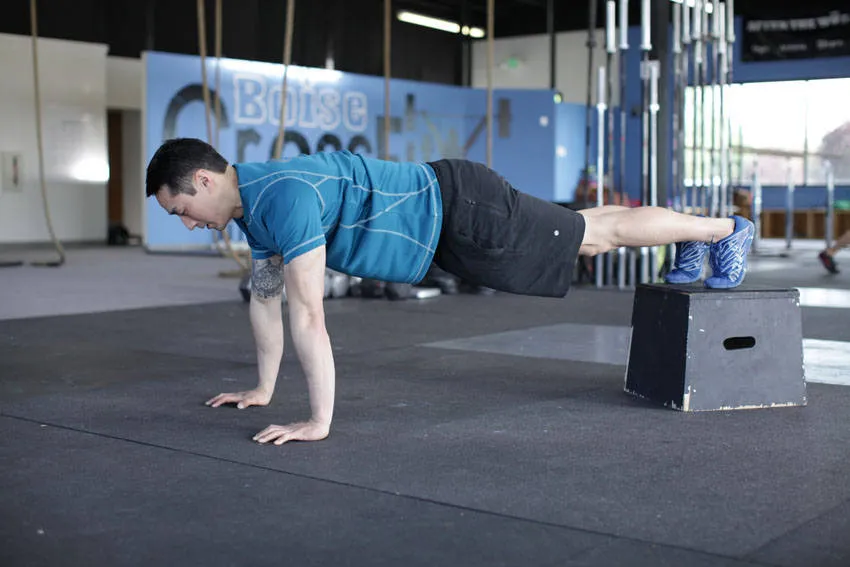 Decline push-up: start and finish positions