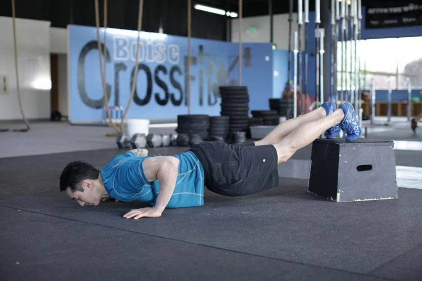 Decline push-up: start and finish positions