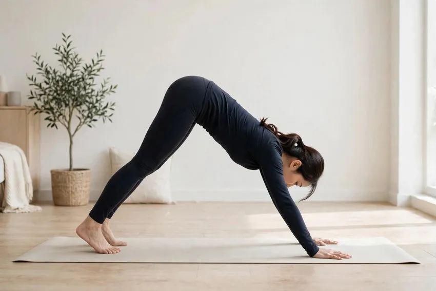 Downward-facing dog: start and finish positions