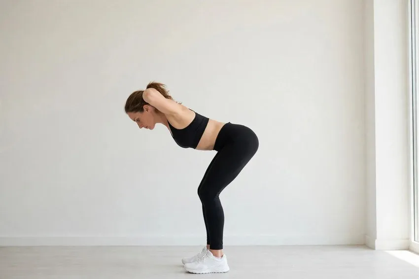 Bodyweight good morning: start and finish positions