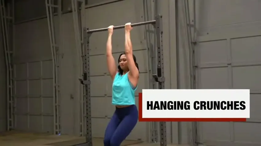 Hanging knee raise: start and finish positions